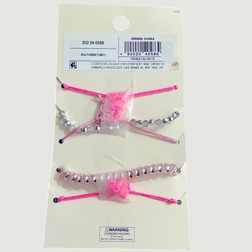 Cat & Jack Girls 5pc Bracelet Set Girl Power Star Tassel Pink Teal MULTI NWT